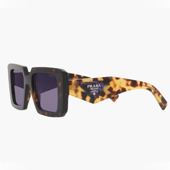 NEW PRADA Tortoise Violet Square Mirror Lenses Logo Arms Square Frame with Box main image 9